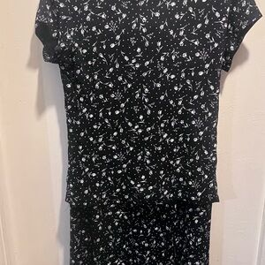 Briggs New York Black Dress with White Floral Print